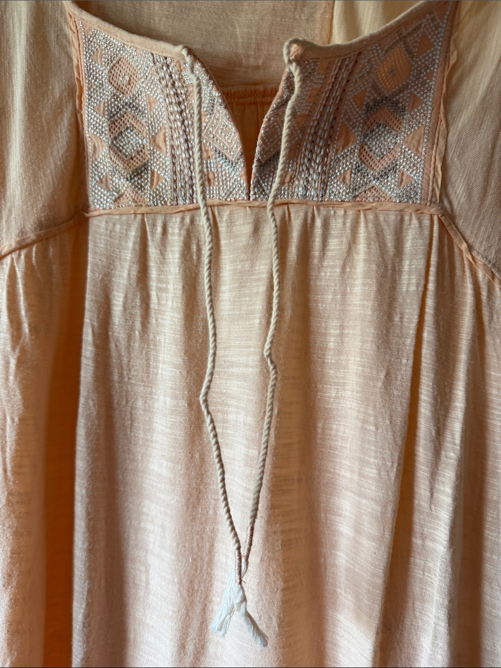 American Eagle Outfitters Peach Lace-Yoke Peasant Tunic - Picture 3 of 6